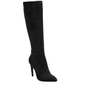 Knee High Black Suede Stiletto Boots